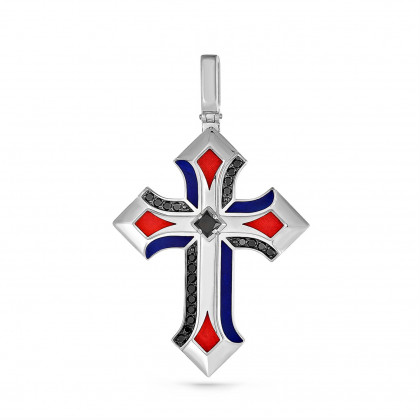 Крест из серебра с шпинелем европейским